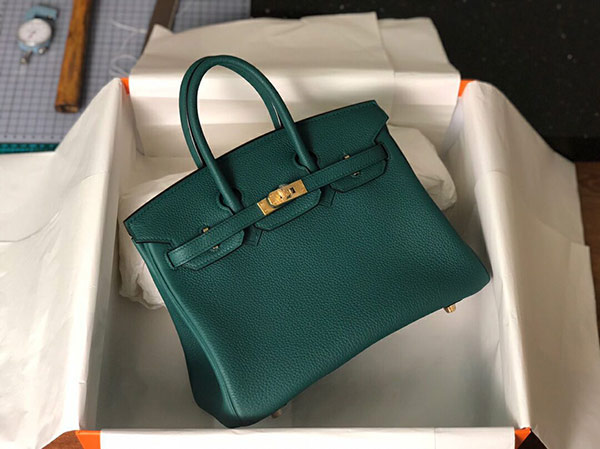 Birkin togo小牛皮 25cm鉑金包 孔雀綠 金扣