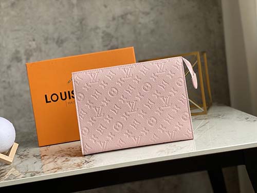 lv Epl水波紋手包Pochette Voyage中號(hào)手袋M45665粉色全皮壓花